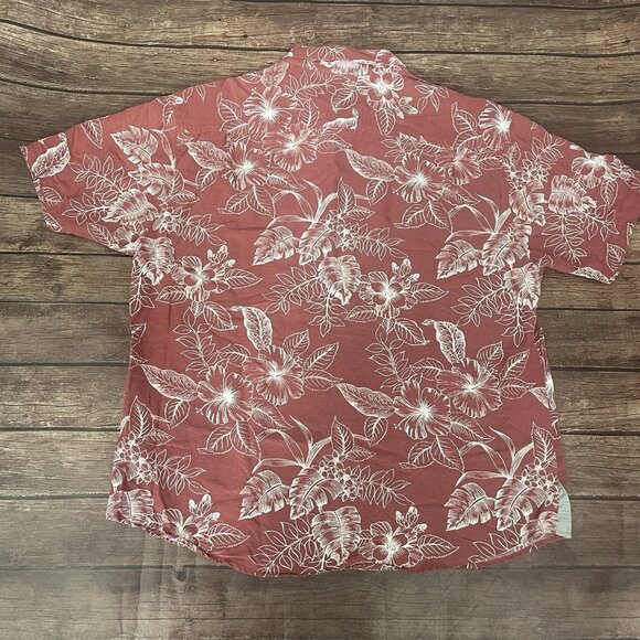 Men’s Seapointe Hawaiian Hibiscus Floral Short Sleeve Button Down Shirt XL - Picture 4 of 4